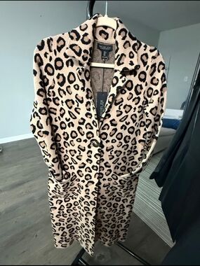 Rachel Zoe Leopard-Print Long Coat - Tan & Black